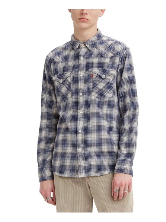 Levi's Other - Levi's Men's Navy and White Plaid Snap-Down Shirt | L